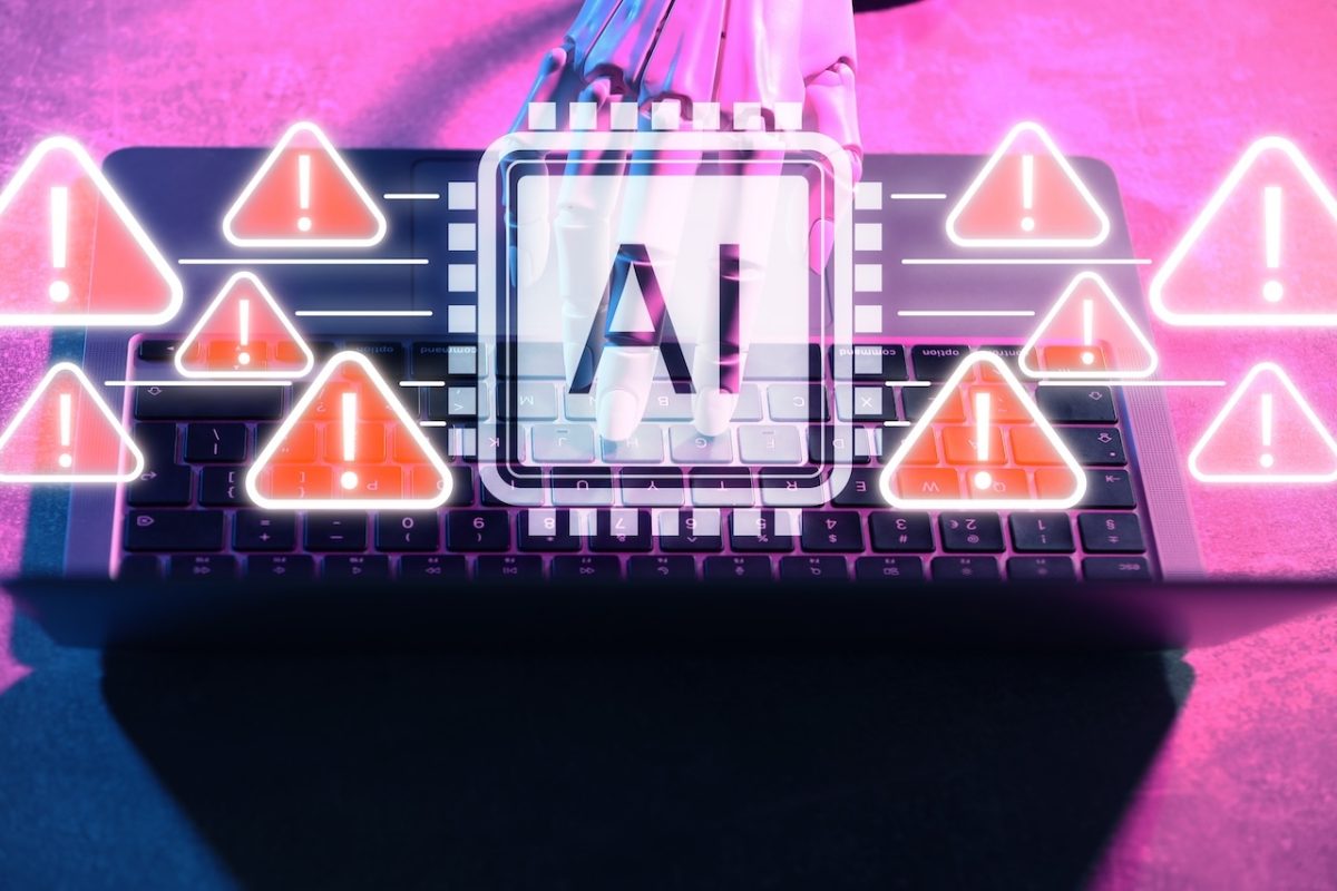 conceptual AI network security warning