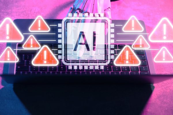 conceptual AI network security warning