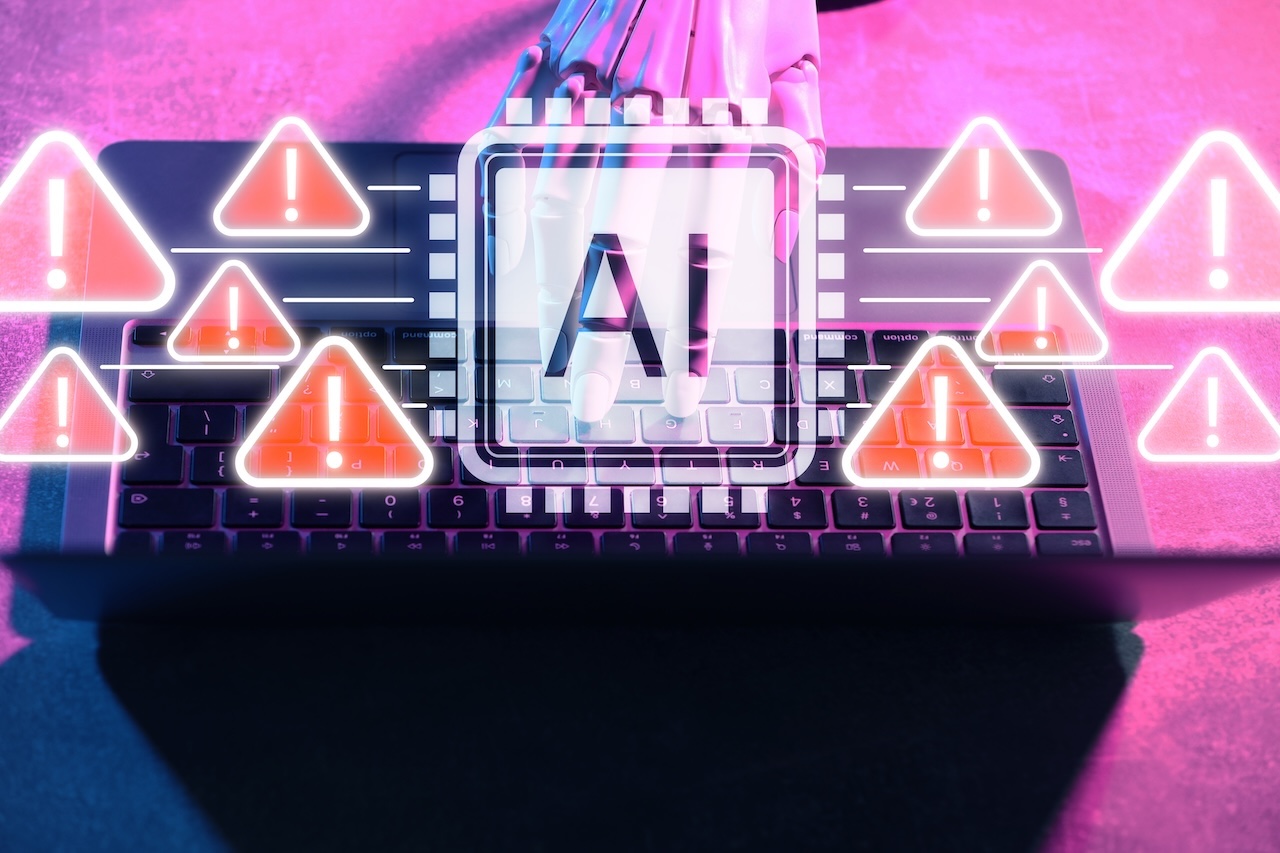 conceptual AI network security warning